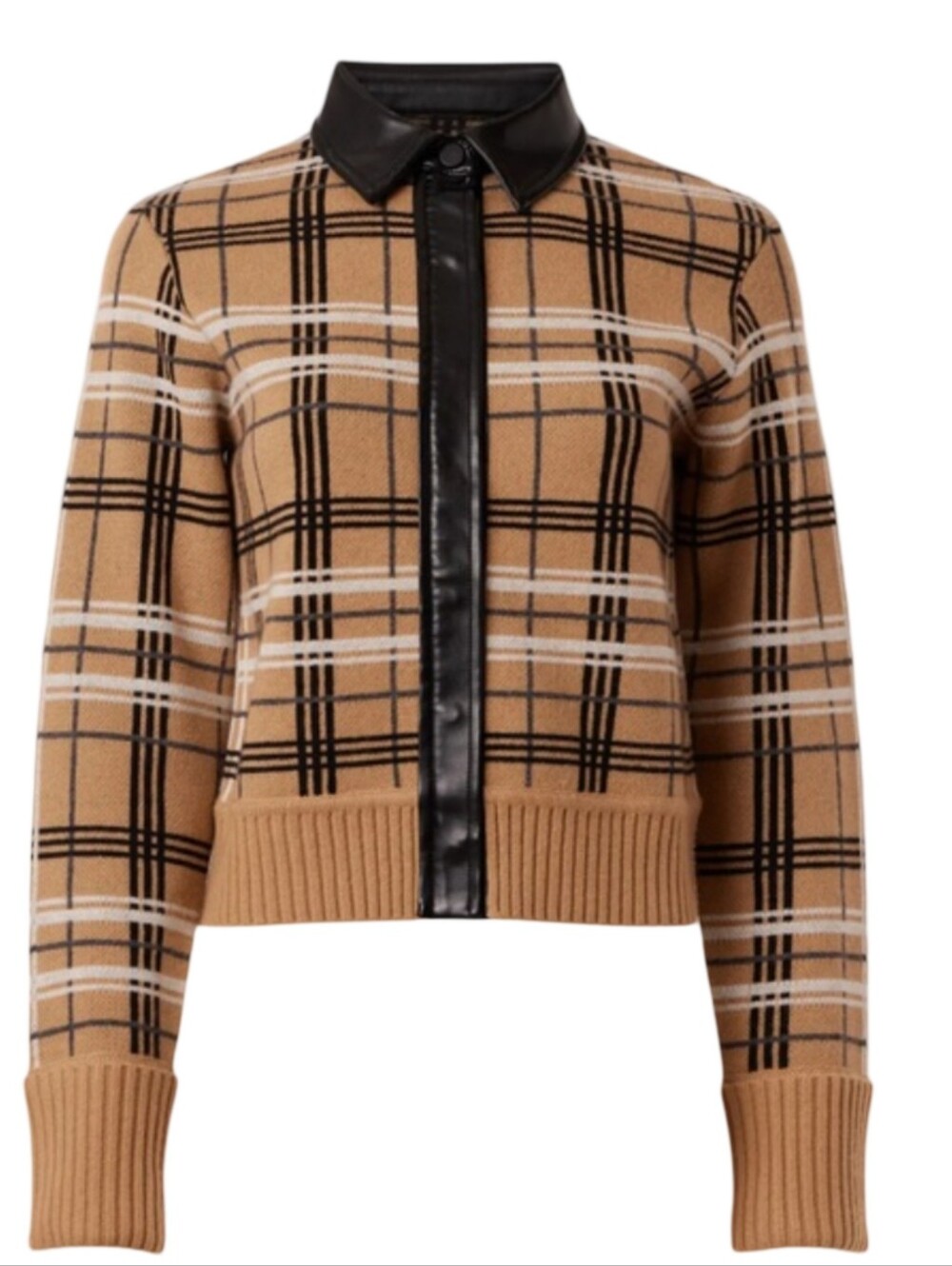 Simkhai Blaine plaid cropped jacket in tan, black Medium